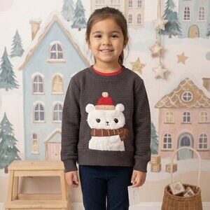 Winter Polar Bear Textured Sweatshirt - Dark Grey NWT